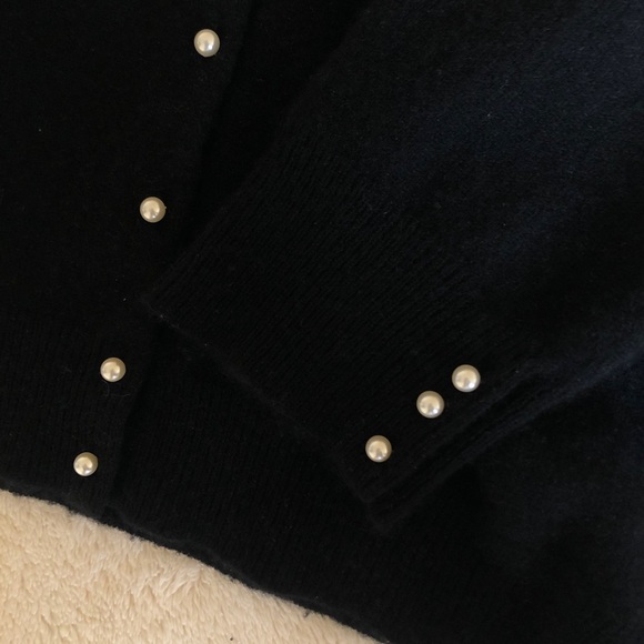 [SOLD] Cashmere Pearl Embellished Black Cardigan - Picture 5 of 5